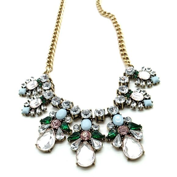 Rhinestone Multi-Color Gold-tone Statement Necklace - Picture 4 of 16